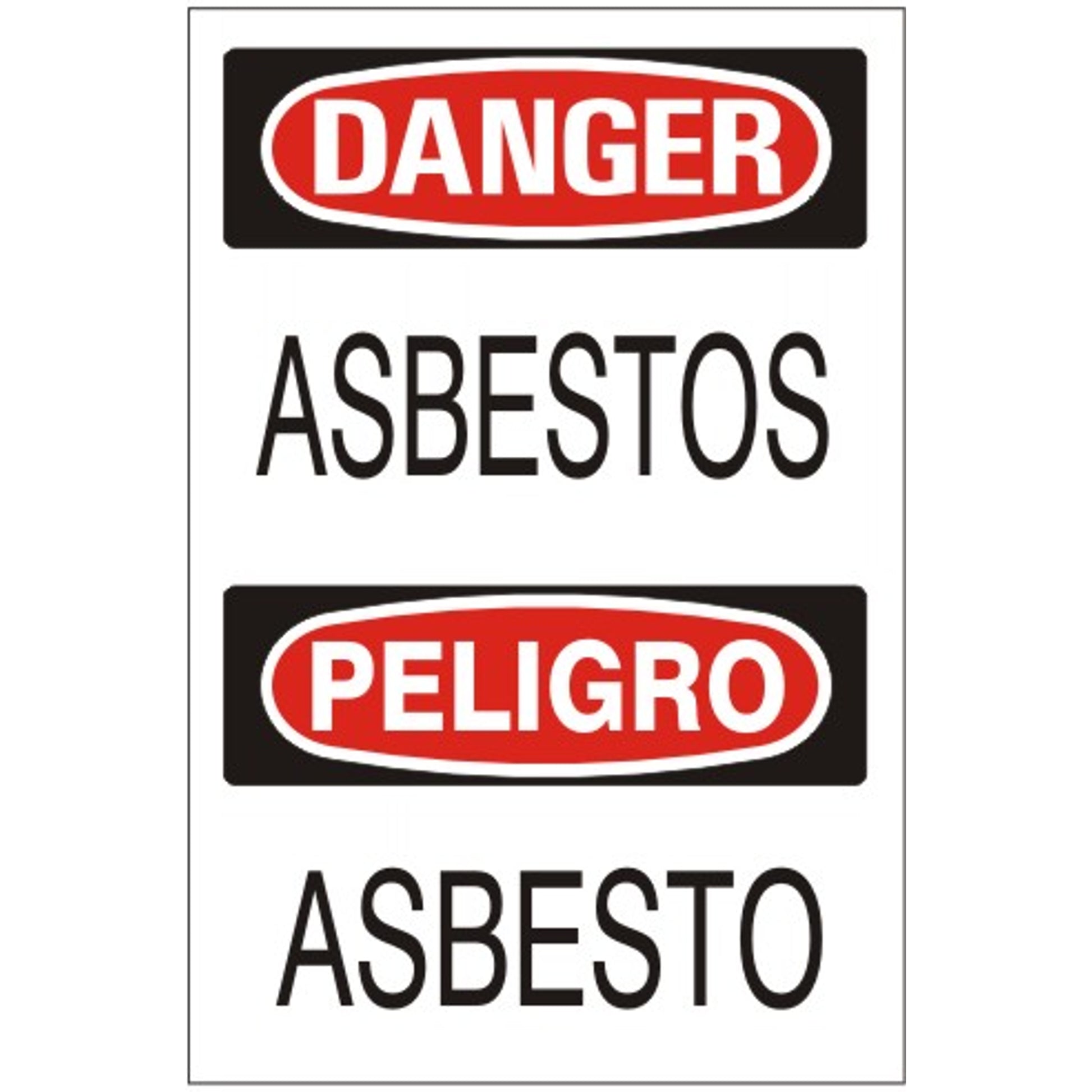 ASBESTOS  PELIGRO ASBESTO - DANGER SIGN - ASBESTOS  PELIGRO ASBESTO - DANGER SIGN, 20x14, Adhesive Vinyl