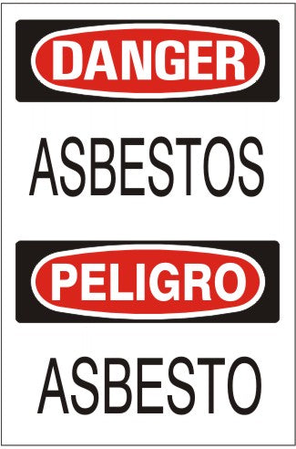 ASBESTOS PELIGRO ASBESTO - DANGER SIGN