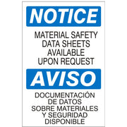 MATERIAL SAFETY DATA SHEETS AVAILABLE UPON REQUEST  AVISO DOCUMENTACION DE - NOTICE SIGN - MATERIAL SAFETY DATA SHEETS AVAILABLE UPON REQUEST  AVISO DOCUMENTACION DE - NOTICE SIGN, 14X20, Adhesive Vinyl