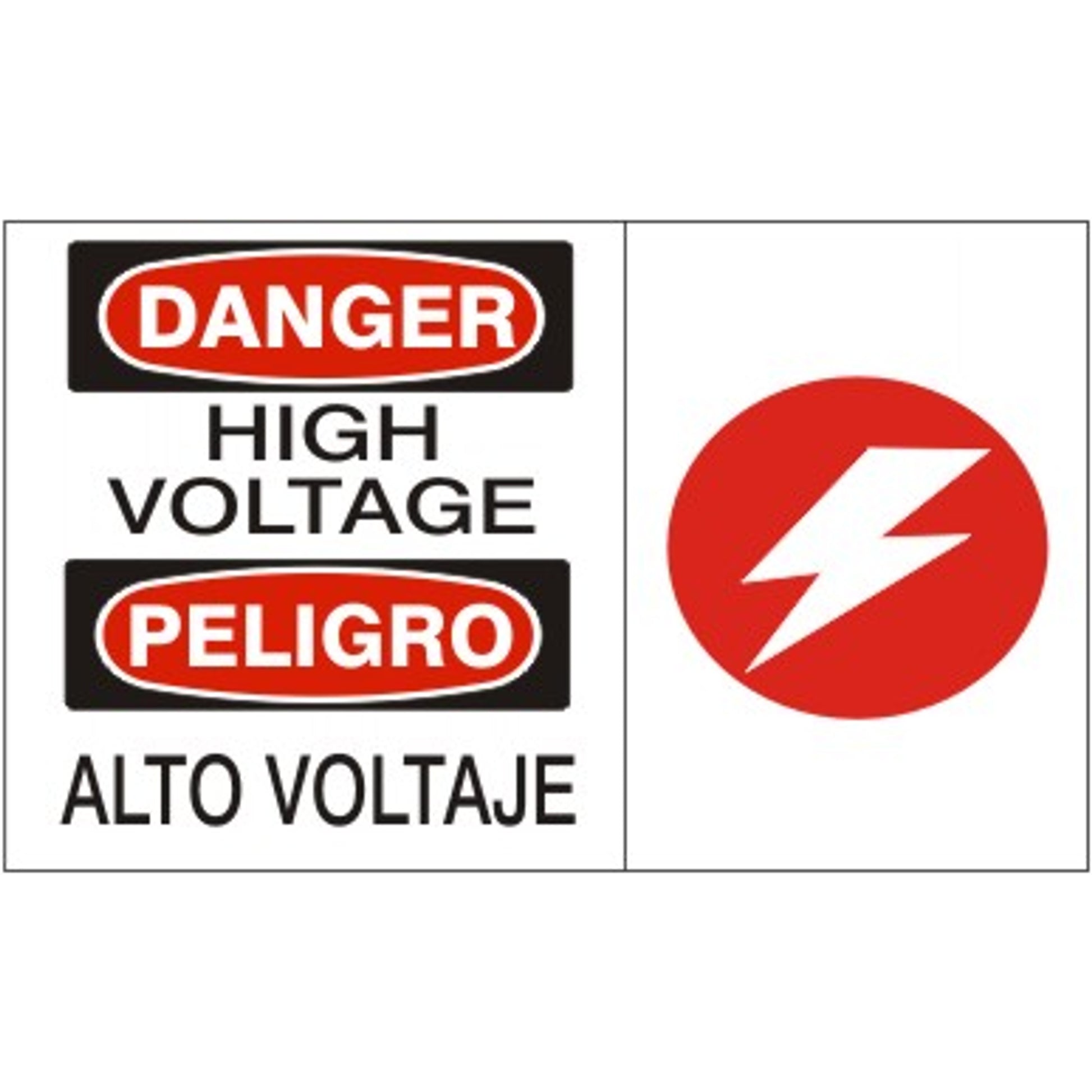HIGH VOLTAGE/ PELIGRO ALTO VOLTAJE WITH  PICTO - DANGER SIGN - HIGH VOLTAGE/ PELIGRO ALTO VOLTAJE WITH  PICTO - DANGER SIGN, 20X14, Adhesive Vinyl