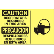 CAUTION RESPIRATORS REQUIRED IN THIS AREA  PRECAUCION RESPIRADOR REQUERIDOS EN - CAUTION SIGN - CAUTION RESPIRATORS REQUIRED IN THIS AREA  PRECAUCION RESPIRADOR REQUERIDOS EN - CAUTION SIGN, 14X20, Adhesive Vinyl