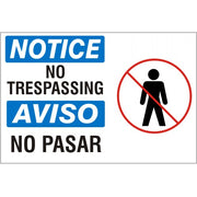NOTICE NO TRESPASSING  AVISO NO PASAR WITH  PERSON PICTO - NOTICE SIGN - NOTICE NO TRESPASSING  AVISO NO PASAR WITH  PERSON PICTO - NOTICE SIGN, 14X20, Adhesive Vinyl