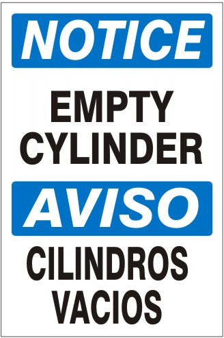 EMPTY CYLINDER/ AVISO CILINDROS VACIOS - NOTICE SIGN