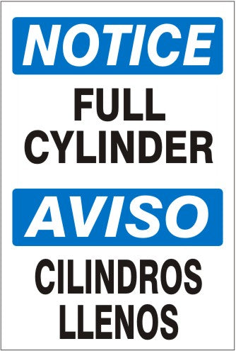 FULL CYLINDER/ AVISO CILINDROS LLENOS - NOTICE SIGN