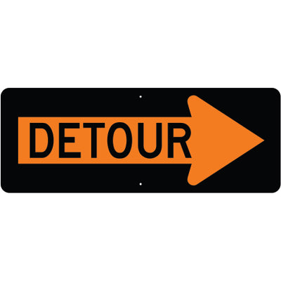 DETOUR - CONSTRUCTION TRAFFIC SIGN - DETOUR - CONSTRUCTION TRAFFIC SIGN, 18X48, Aluminum (.080) HIP Reflective