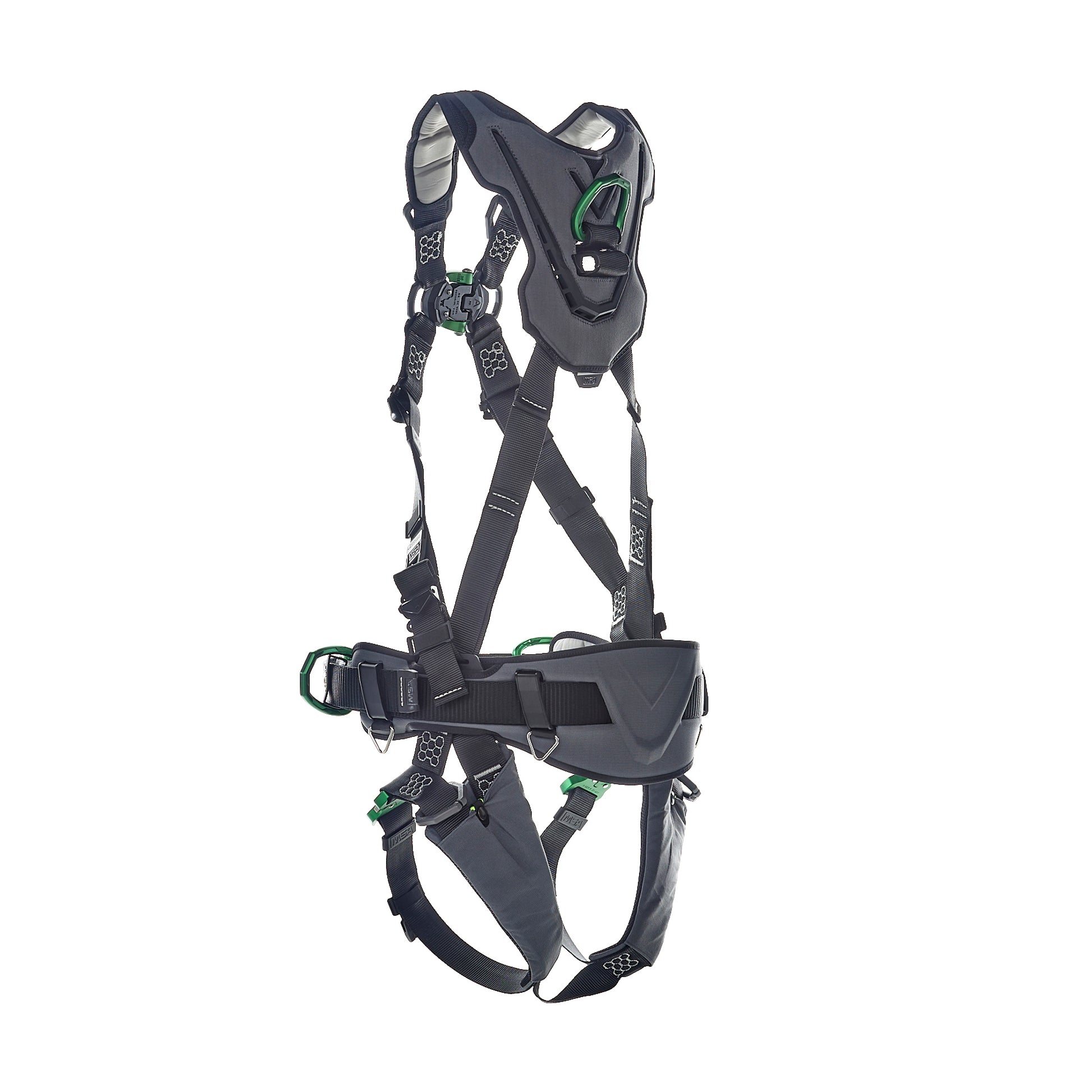 MSA V-FLEX Construction Harness w/Back, Front & Side D-Rings - Quick Connect Leg Straps - Super Extra Large - 10211345