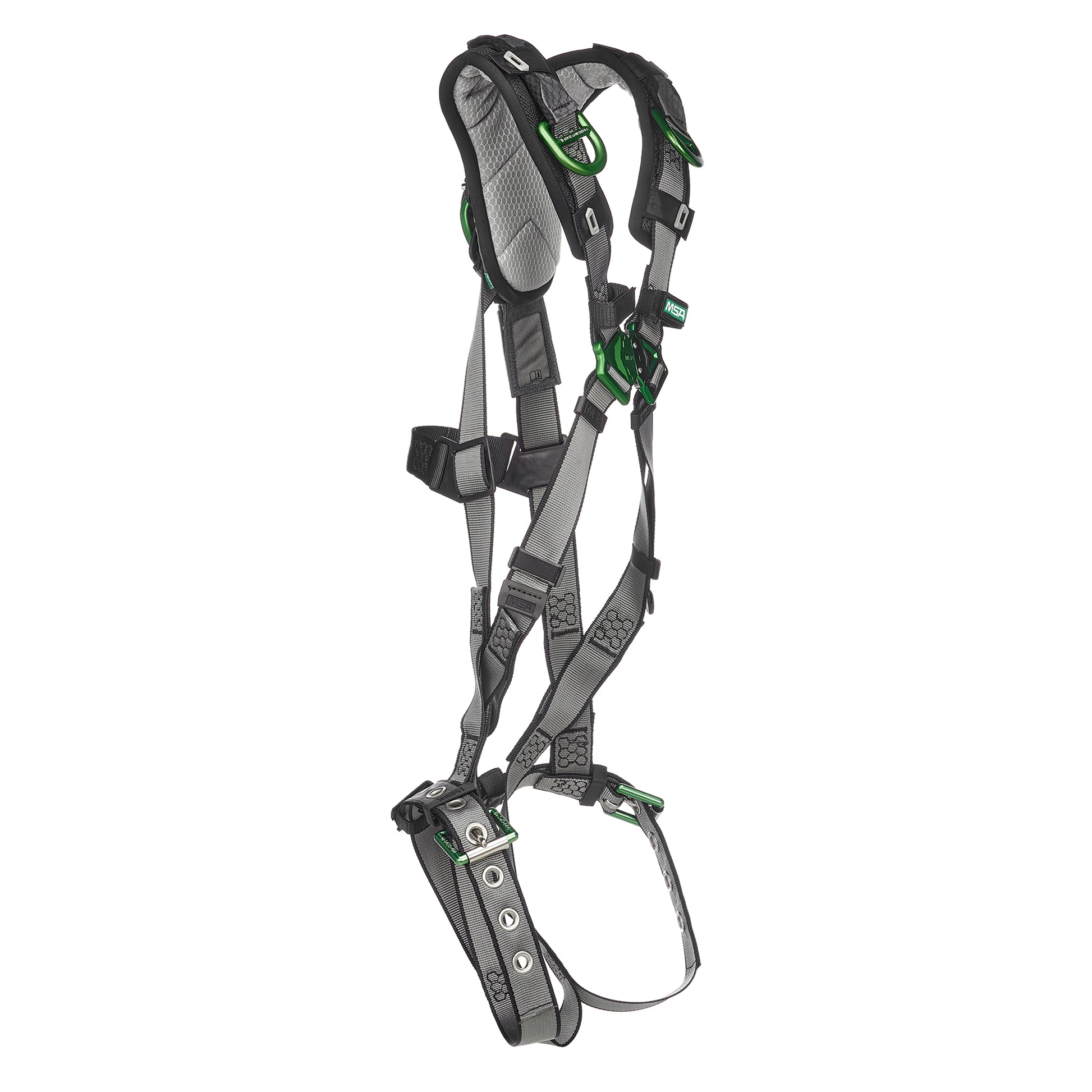 MSA V-FIT Harness w/Back & Shoulder D-Rings - Tongue Buckle Leg Straps - Shoulder Padding - Extra Small - 10194936