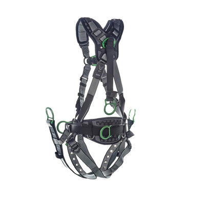 MSA V-FIT Derrick Harness w/Back, Front & Side D-Rings - Tongue Buckle Leg Straps - Shoulder Padding - Extra Large - 10195206