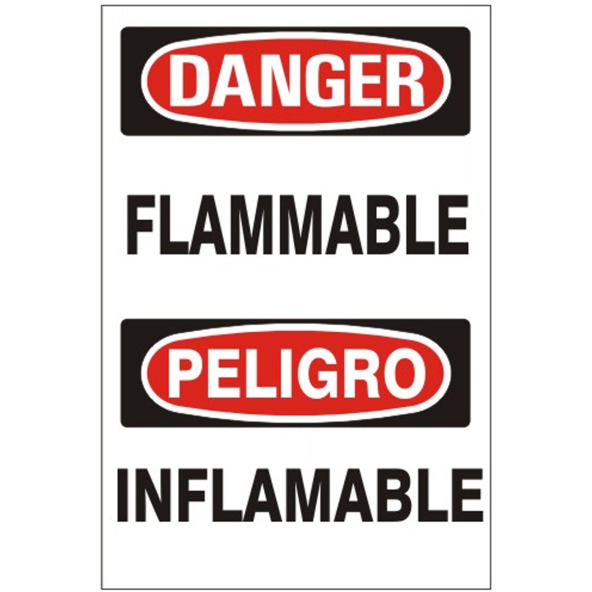 FLAMMABLE PELIGRO INFLAMABLE - DANGER SIGN - FLAMMABLE PELIGRO INFLAMABLE - DANGER SIGN, 20X14, Adhesive Vinyl