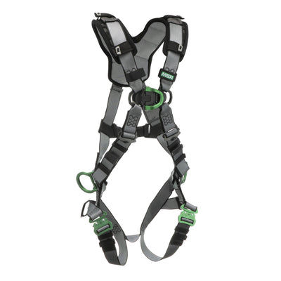 MSA V-FIT Harness w/Back, Front & Side D-Rings - Quick-Connect Leg Straps - Shoulder Padding - Extra Large - 10194865