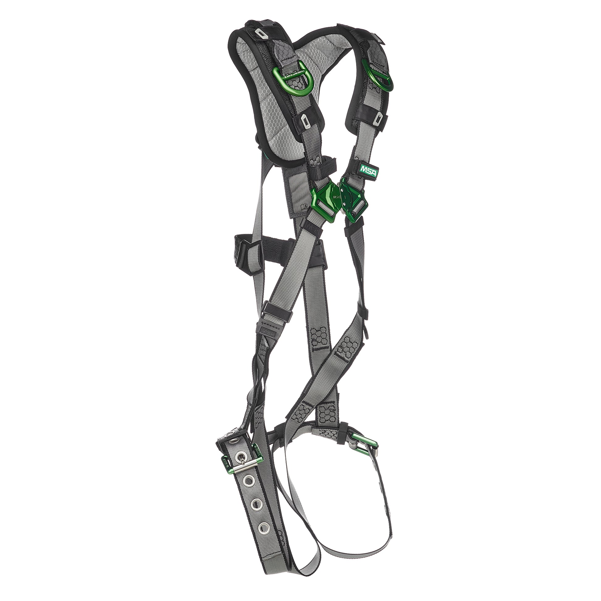 MSA V-FIT Harness w/Back & Shoulder D-Rings - Tongue Buckle Leg Straps - Shoulder Padding - Extra Small - 10194936