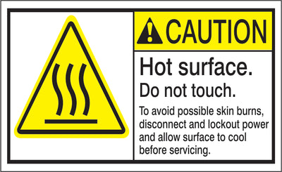 ANSI HEADER HOT SURFACE. DO NOT TOUCH. TO AVOID POSSIBLE