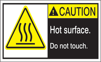 ANSI HEADER HOT SURFACE. DO NOT TOUCH.