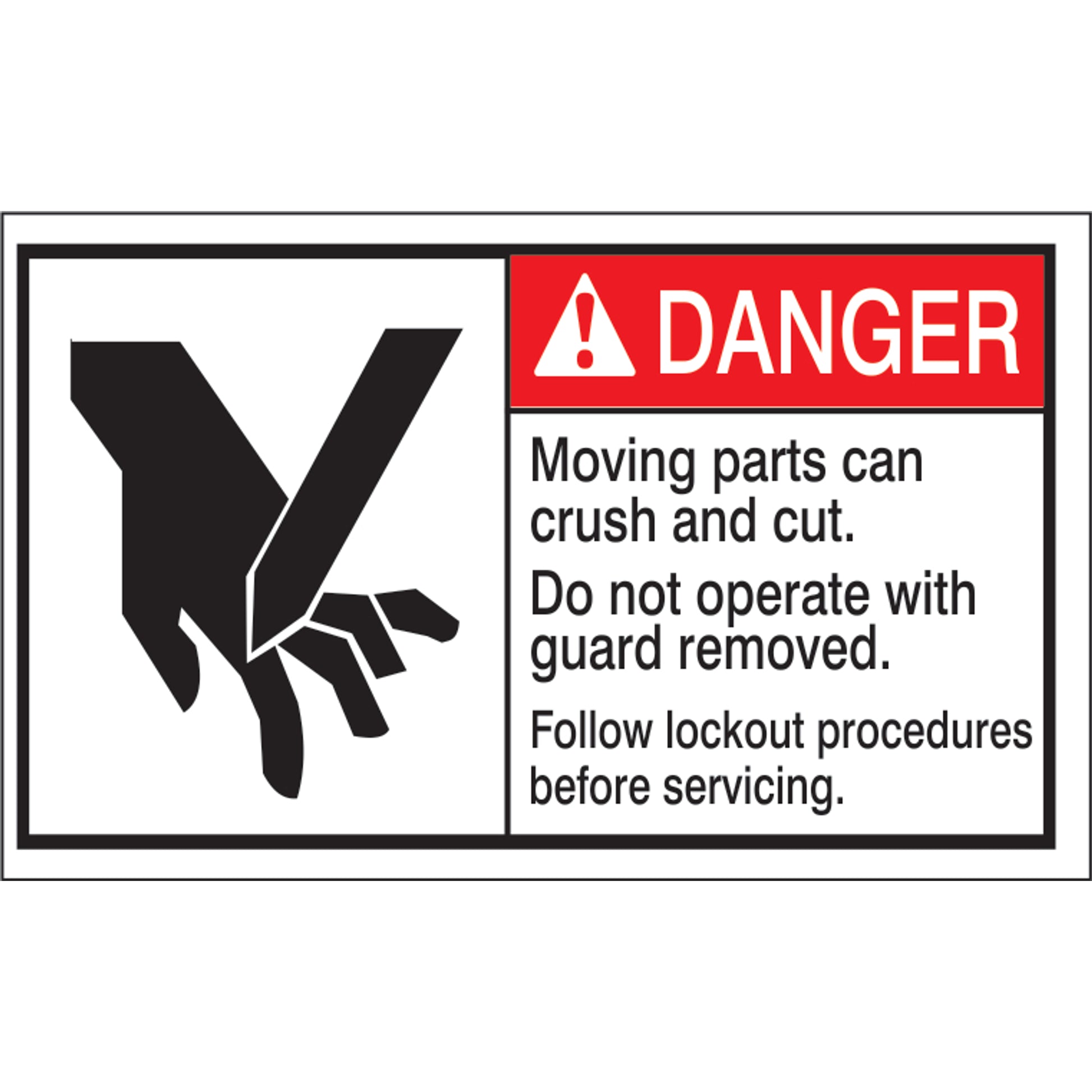 ANSI HEADER MOVING PARTS CAN CRUSH AND CUT. DO NOT - ANSI HEADER MOVING PARTS CAN CRUSH AND CUT. DO NOT, 3X5, Adhesive Vinyl