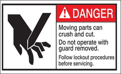 ANSI HEADER MOVING PARTS CAN CRUSH AND CUT. DO NOT