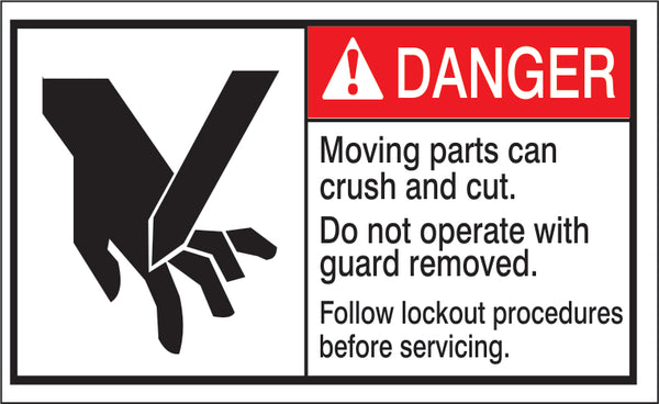 ANSI HEADER MOVING PARTS CAN CRUSH AND CUT. DO NOT