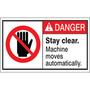ANSI HEADER STAY CLEAR. MACHINE MOVES AUTOMATICALLY. - ANSI HEADER STAY CLEAR. MACHINE MOVES AUTOMATICALLY. , 3X5, Adhesive Vinyl