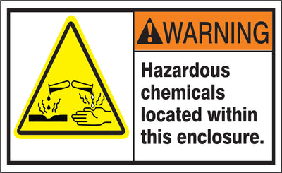 ANSI HEADER HAZARDOUS CHEMICALS LOCATED WITHIN THIS ENCLOSURE. WITH PICTO