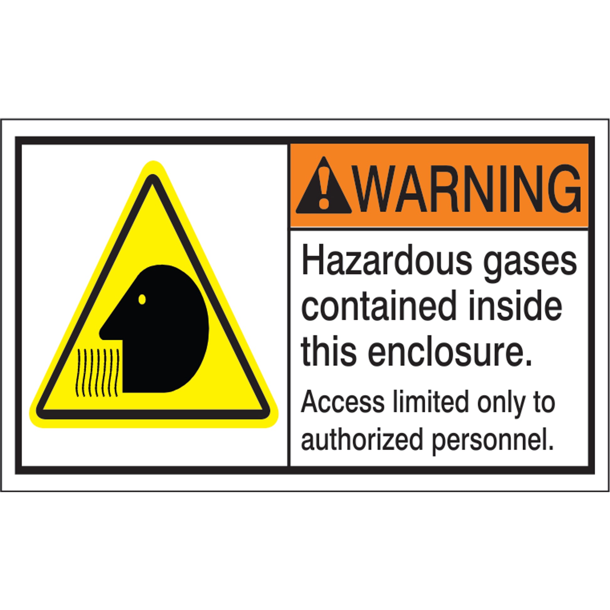 ANSI HEADER HAZRDOUS GASES CONTAINED INSIDE THIS ENCLOSURE. ACCESS LIMITED - ANSI HEADER HAZRDOUS GASES CONTAINED INSIDE THIS ENCLOSURE. ACCESS LIMITED, 3X5, Adhesive Vinyl