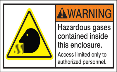 ANSI HEADER HAZRDOUS GASES CONTAINED INSIDE THIS ENCLOSURE. ACCESS LIMITED