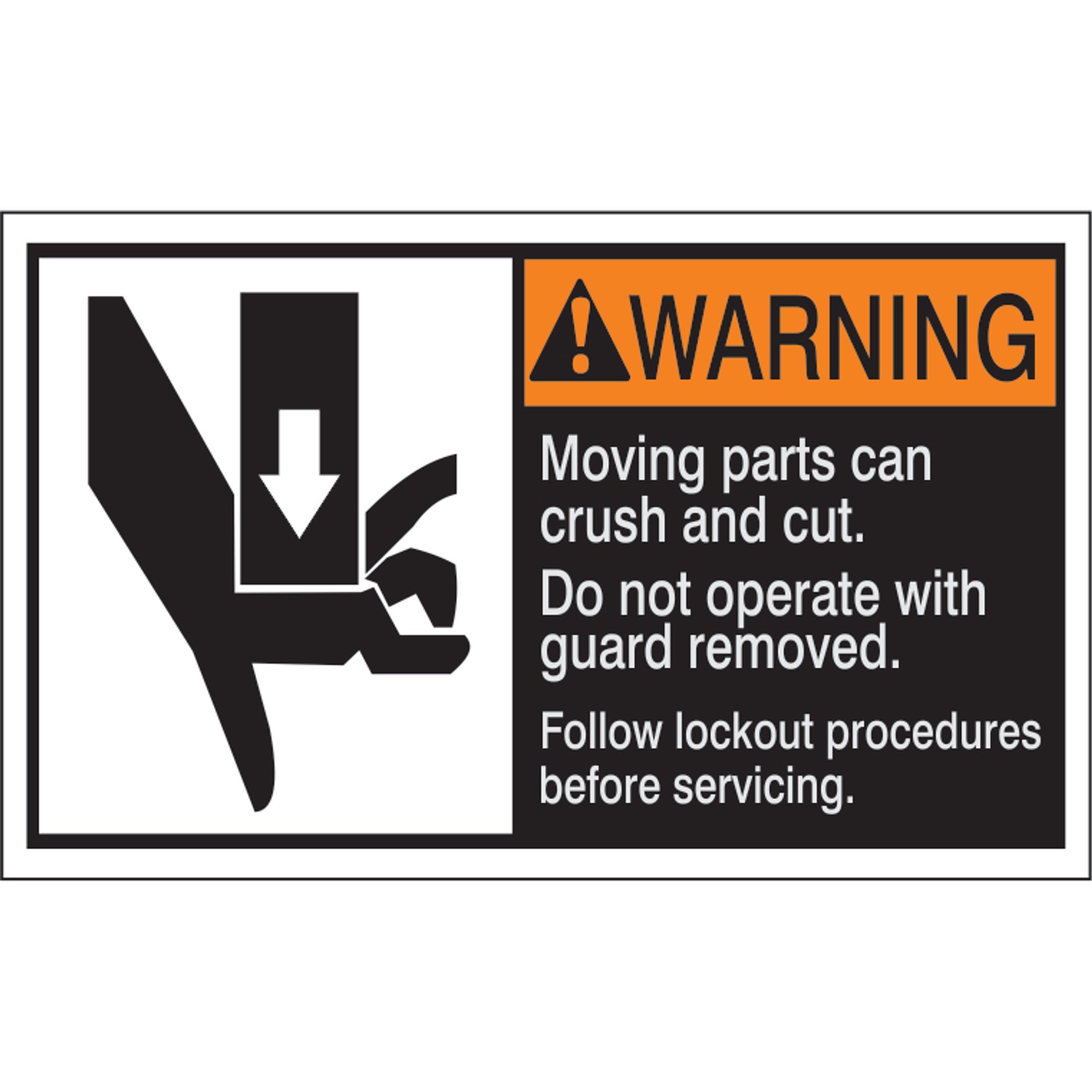 ANSI HEADER MOVING PARTS CAN CRUSH AND CUT. DO NOT - ANSI HEADER MOVING PARTS CAN CRUSH AND CUT. DO NOT, 3X5, Adhesive Vinyl