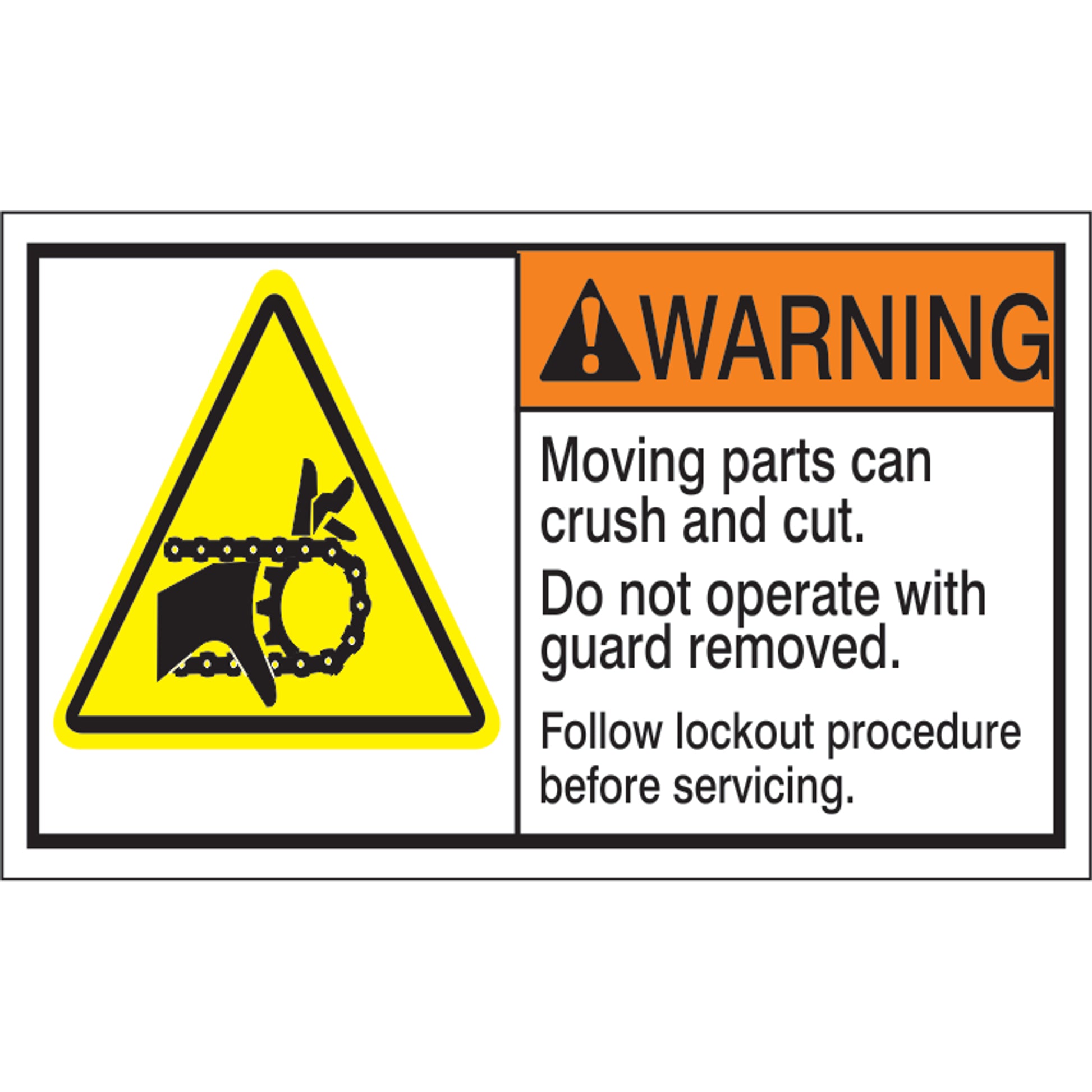 ANSI HEADER MOVING PARTS CAN CRUSH AND CUT. DON NOT - ANSI HEADER MOVING PARTS CAN CRUSH AND CUT. DON NOT, 1.7X2.5, Adhesive Vinyl
