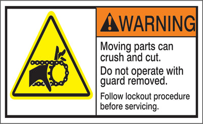 ANSI HEADER MOVING PARTS CAN CRUSH AND CUT. DON NOT