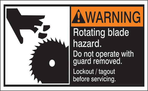 ANSI HEADER ROTATING BLADE HAZARD. DO NOT OPERATE WITH GUARD