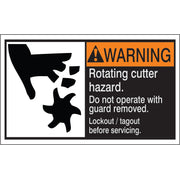 ANSI HEADER ROATATING CUTTER HAZARD. DO NOT OPERATE WITH GUARD - ANSI HEADER ROATATING CUTTER HAZARD. DO NOT OPERATE WITH GUARD, 3X5, Adhesive Vinyl