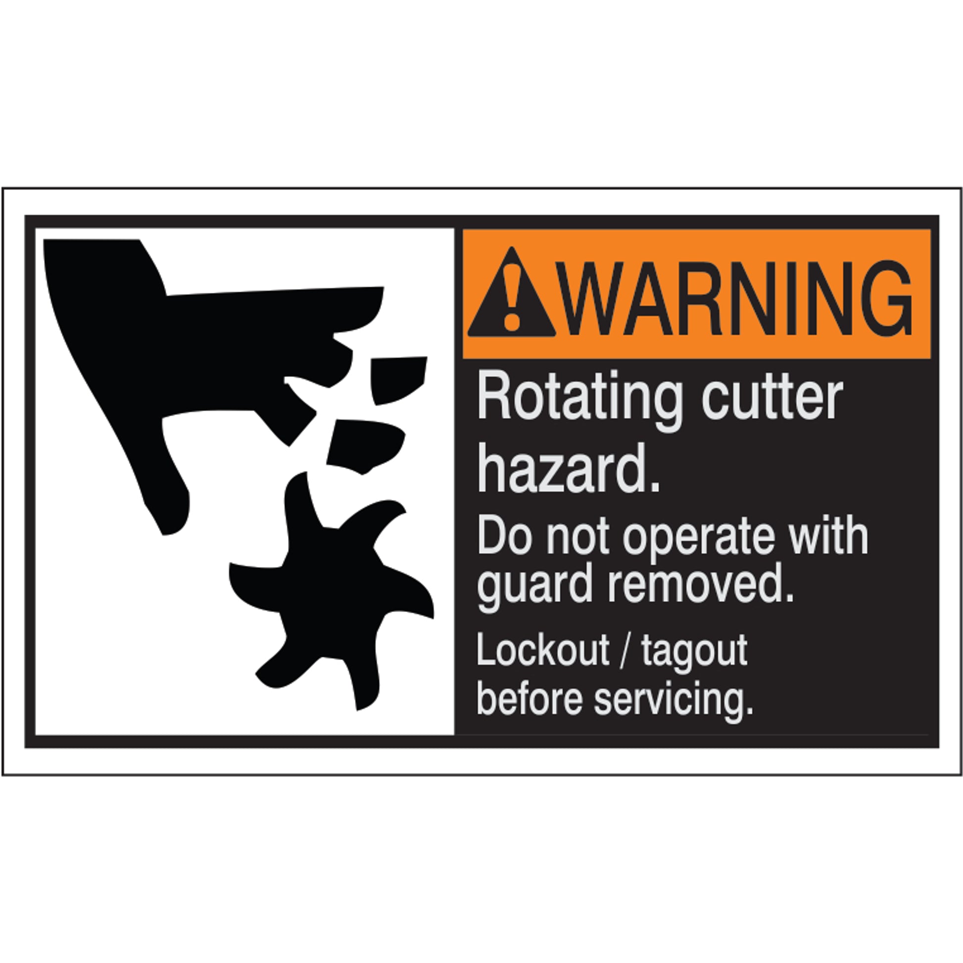 ANSI HEADER ROATATING CUTTER HAZARD. DO NOT OPERATE WITH GUARD - ANSI HEADER ROATATING CUTTER HAZARD. DO NOT OPERATE WITH GUARD, 3X5, Adhesive Vinyl
