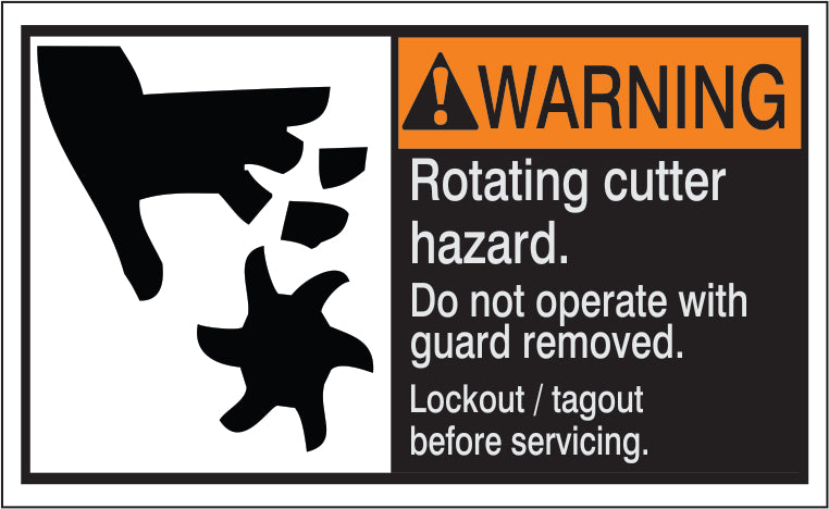 ANSI HEADER ROATATING CUTTER HAZARD. DO NOT OPERATE WITH GUARD - ANSI HEADER ROATATING CUTTER HAZARD. DO NOT OPERATE WITH GUARD, 3X5, Adhesive Vinyl