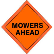 MOWERS AHEAD ROLL UP SIGN - MOWERS AHEAD ROLL UP SIGN, 48x48, Fluorescent Vinyl