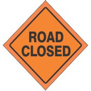 48" ROAD CLOSED VINYL REFLECTIVE ROLL-UP SIGN WITH VINYL POCKETS - 48" ROAD CLOSED VINYL REFLECTIVE ROLL-UP SIGN WITH VINYL POCKETS, 48X48, Reflective Vinyl