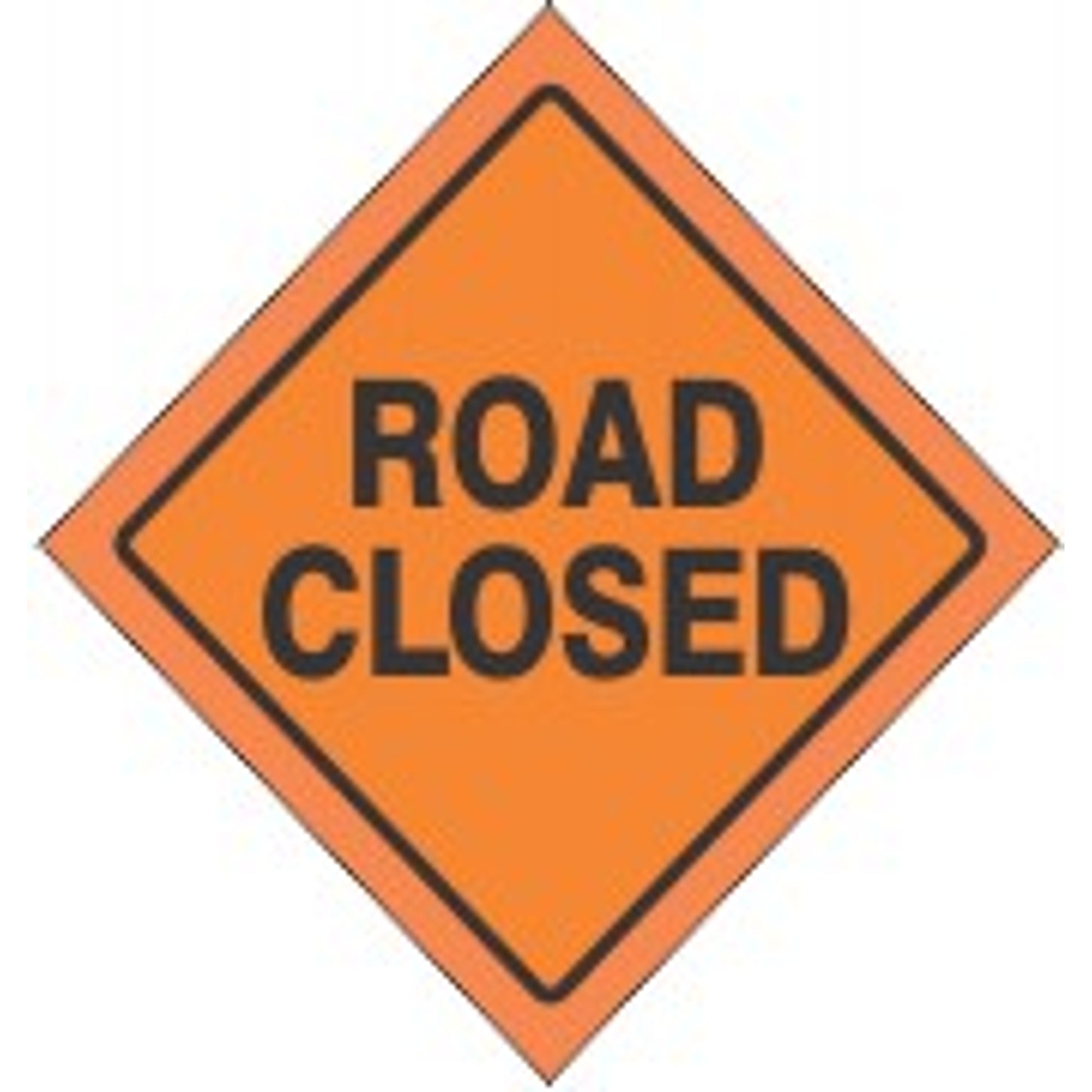 48" ROAD CLOSED VINYL REFLECTIVE ROLL-UP SIGN WITH VINYL POCKETS - 48" ROAD CLOSED VINYL REFLECTIVE ROLL-UP SIGN WITH VINYL POCKETS, 48X48, Reflective Vinyl