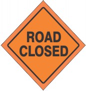 48" ROAD CLOSED VINYL REFLECTIVE ROLL-UP SIGN WITH VINYL POCKETS