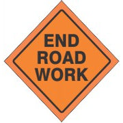 48" END ROAD WORK MESH FLUORESCENT ROLL-UP SIGN WITH VINYL POCKETS - 48" END ROAD WORK MESH FLUORESCENT ROLL-UP SIGN WITH VINYL POCKETS, 48X48, Mesh Vinyl