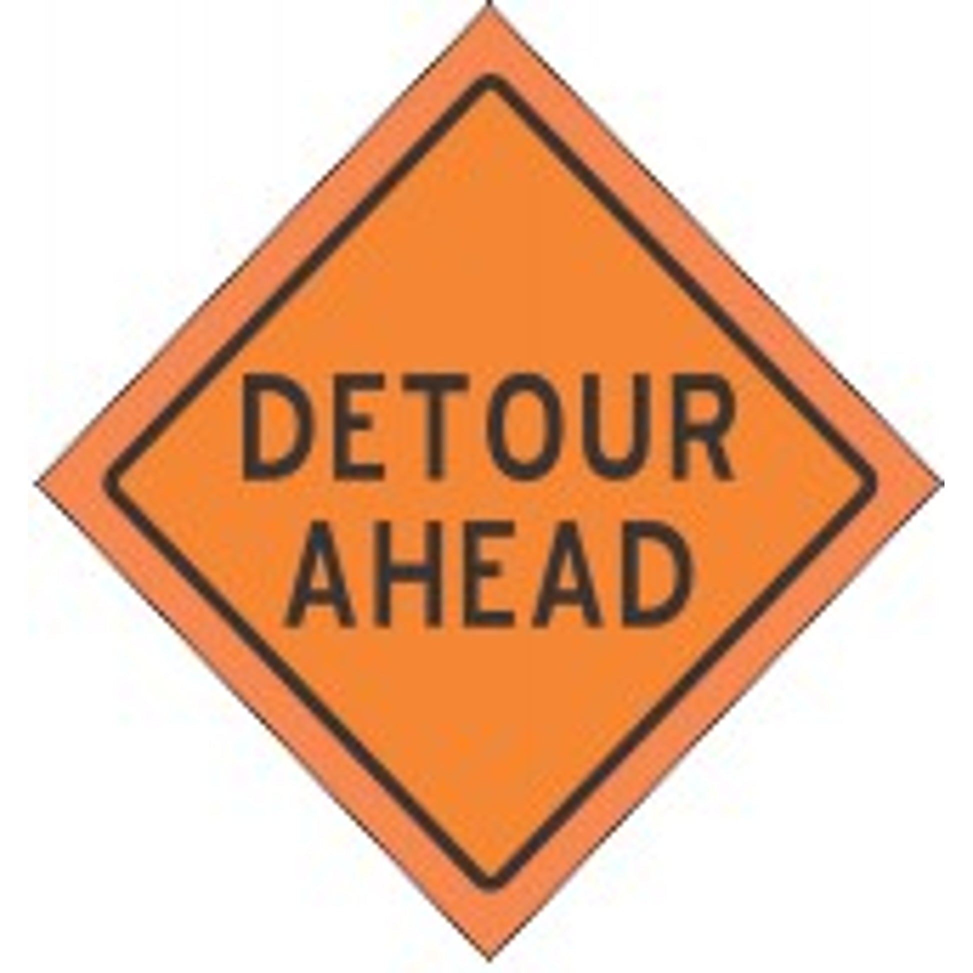 DETOUR AHEAD ROLL UP SIGN - DETOUR AHEAD ROLL UP SIGN, 48x48, Fluorescent Vinyl