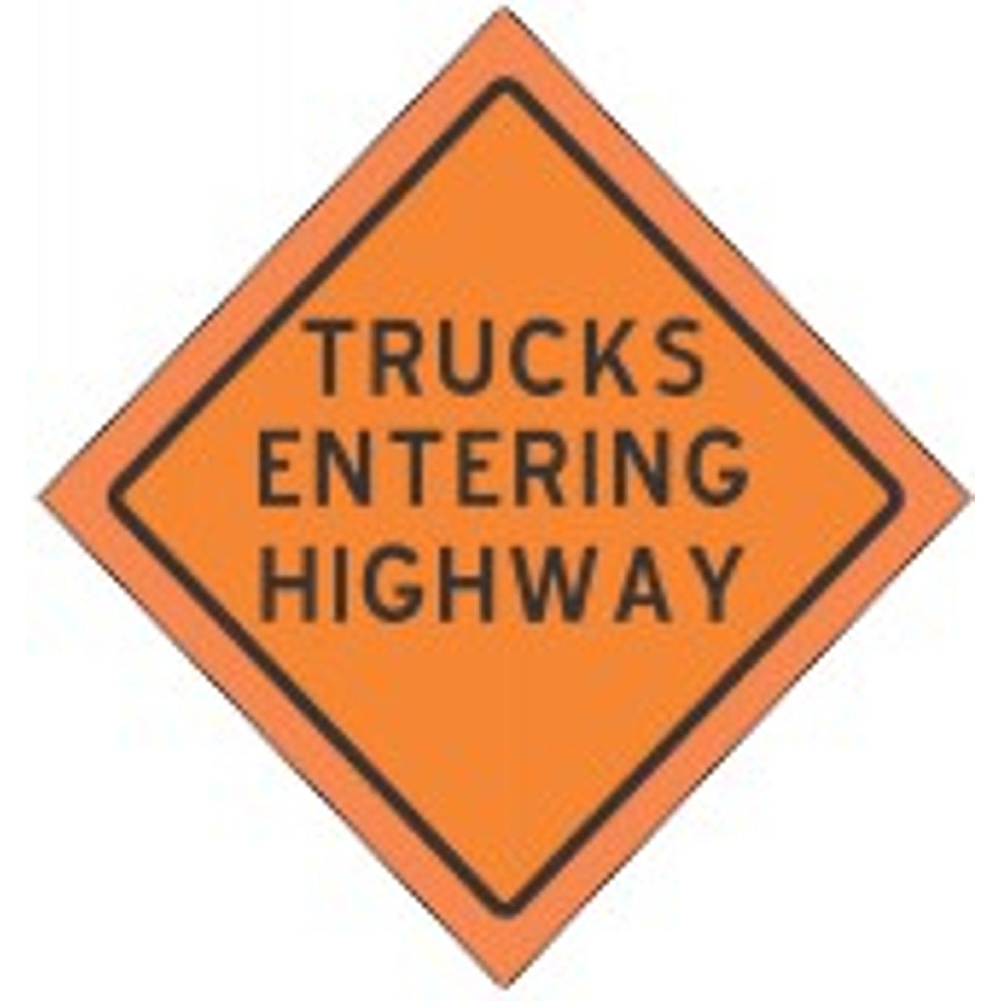 TRUCKS ENTERING HIGHWAY ROLL UP SIGN - TRUCKS ENTERING HIGHWAY ROLL UP SIGN, 48x48, Fluorescent Vinyl