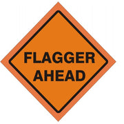 48" FLAGGER AHEAD VINYL REFLECTIVE ROLL-UP SIGN WITH VINYL POCKETS - 48" FLAGGER AHEAD VINYL REFLECTIVE ROLL-UP SIGN WITH VINYL POCKETS, 48X48, Reflective Vinyl