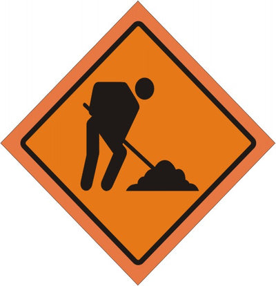 48" MEN WORKING WITH PICTO VINYL REFLECTIVE ROLL-UP SIGN WITH VINYL POCKETS