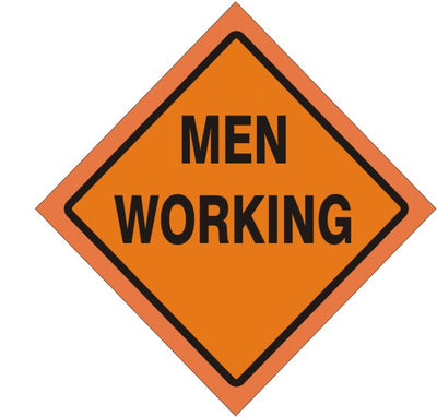 MEN WORKING ROLL UP SIGN