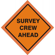 48" SURVEY CREW AHEAD MESH FLUORESCENT ROLL-UP SIGN WITH VINYL POCKETS - 48" SURVEY CREW AHEAD MESH FLUORESCENT ROLL-UP SIGN WITH VINYL POCKETS, 48X48, Mesh Vinyl