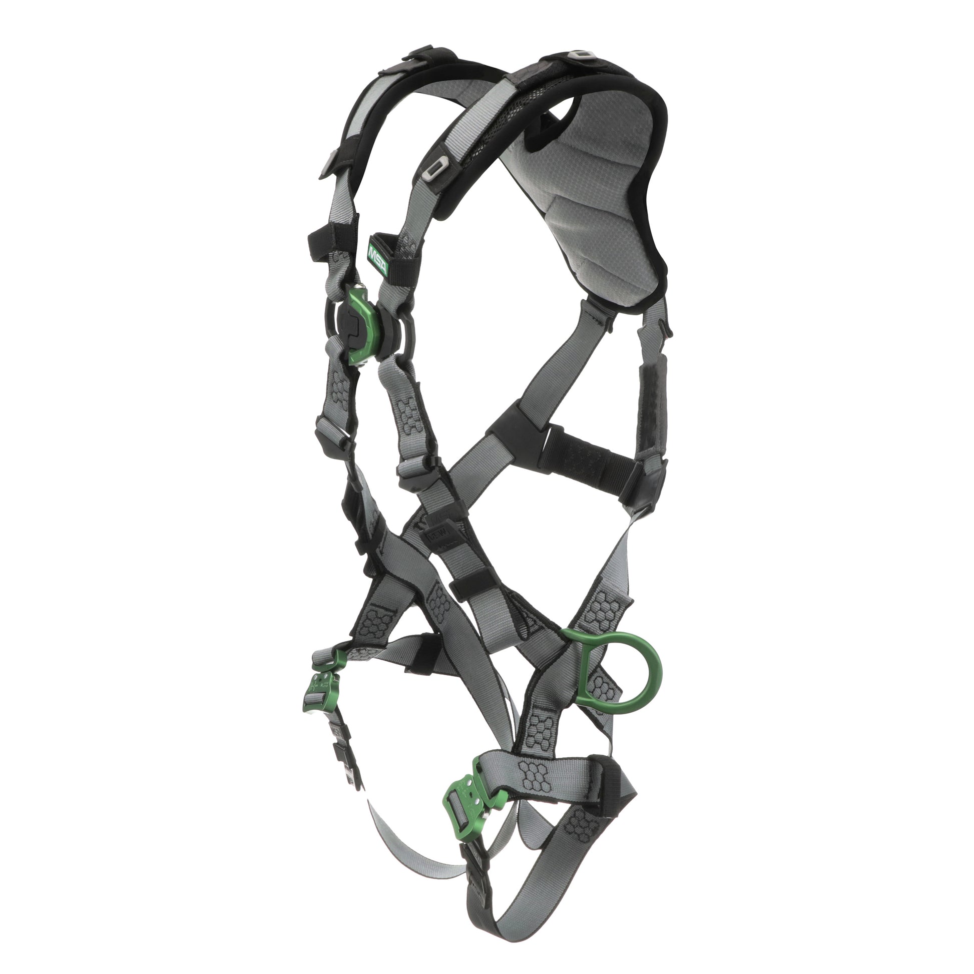 MSA V-FIT Harness w/Back, Front & Side D-Rings - Quick-Connect Leg Straps - Shoulder Padding - Extra Large - 10194865