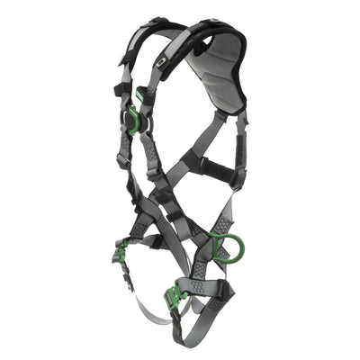 MSA V-FIT Harness w/Back, Front & Side D-Rings - Quick-Connect Leg Straps - Shoulder Padding - Extra Large - 10194865