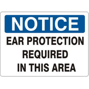 EAR PROTECTION REQUIRED IN THIS AREA - NOTICE SIGN - EAR PROTECTION REQUIRED IN THIS AREA - NOTICE SIGN, 14X20, Adhesive Vinyl