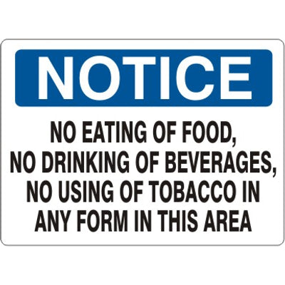 NO EATING OF FOOD, NO DRINKING OF BEVERAGES, NO USING - NOTICE SIGN - NO EATING OF FOOD, NO DRINKING OF BEVERAGES, NO USING - NOTICE SIGN, 14X20, Adhesive Vinyl
