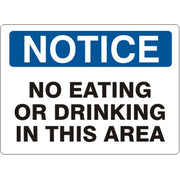 NO EATING OR DRINKING IN THIS AREA - NOTICE SIGN - NO EATING OR DRINKING IN THIS AREA - NOTICE SIGN, 14X20, Adhesive Vinyl
