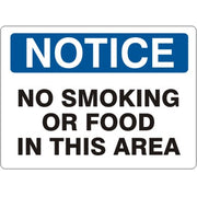 NO SMOKING OR FOOD IN THIS AREA - NOTICE SIGN - NO SMOKING OR FOOD IN THIS AREA - NOTICE SIGN, 14X20, Adhesive Vinyl