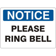 PLEASE RING BELL - NOTICE SIGN - PLEASE RING BELL - NOTICE SIGN, 14X20, Adhesive Vinyl