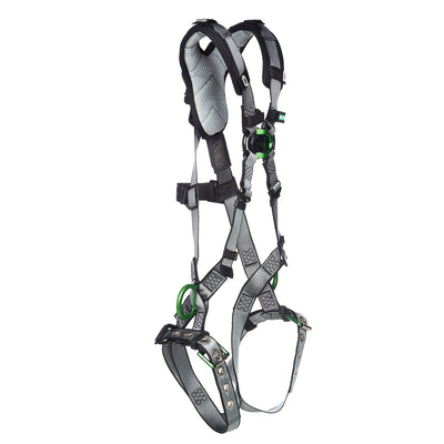 MSA V-FIT Harness w/Back, Front & Side D-Rings - Tongue Buckle Leg Straps - Shoulder Padding - Extra Small - 10194896